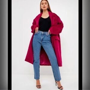Endless Rose Single‎ Button Oversized Fushsia Over Coat Womens M/L NWT